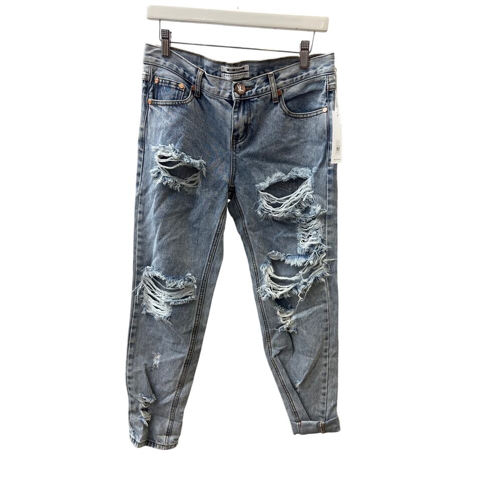 NWT One Teaspoon Sz 26 Blue Malt Awesome Baggies Low Waist Distressed Rip Jeans